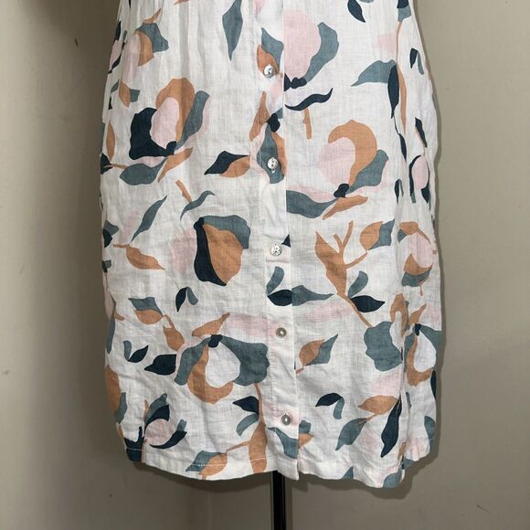 Rachel Zoe 100% Linen Floral Button Up Shirt Dress Pockets Lightweight Sz Small - Picture 3 of 8